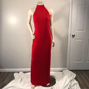 Ralph Lauren - Elegant red choker neck halter maxi gown - Women’s US Size 6